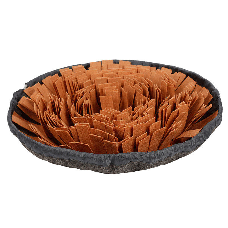 Brown round snuffle bowl with raised edge