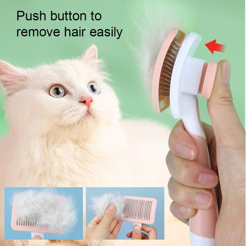 Self-Cleaning Slicker Brush: push the button to release collected fur